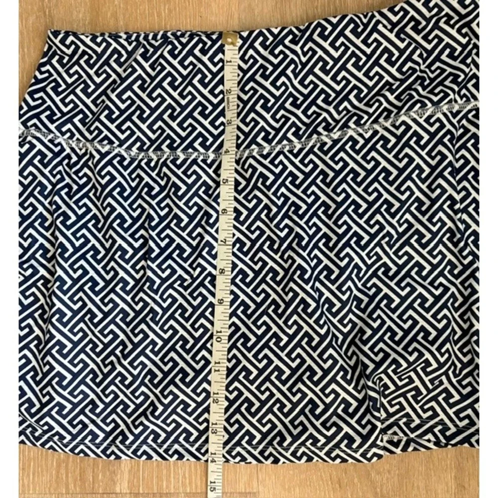 Gottex Womens Navy White Geometric Greek Key Print Athletic Tennis‎ Skort Large